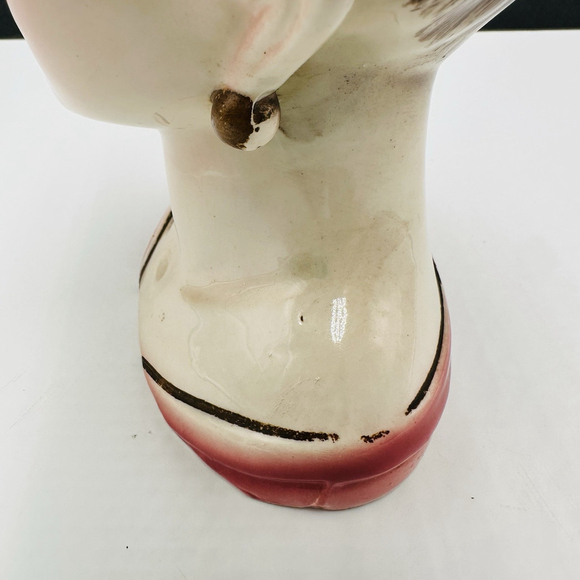 Vintage Nippon Yoko Boeki Lady 7” Head Vase Blond Floral Feather Top Ceramic - Picture 10 of 15